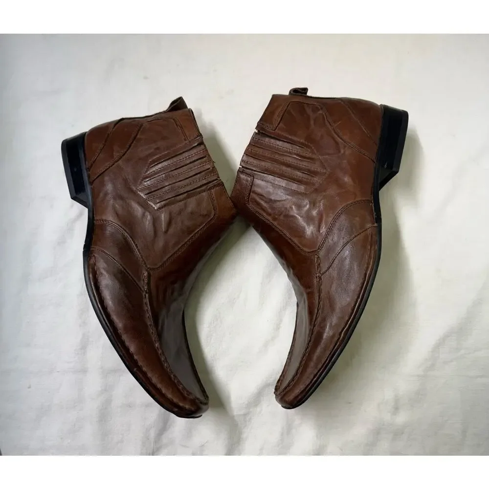 Stacy Adams Men’s Square Toe Ankle zipper Brown Chelsea Boots Size 9M